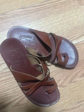 Jerusalem Sandal Brown Leather Slide Sandals